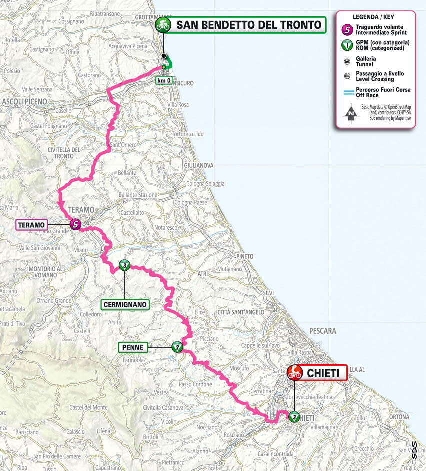 Planimetria/Map Stage 6 Giro d’Italia Women 2024