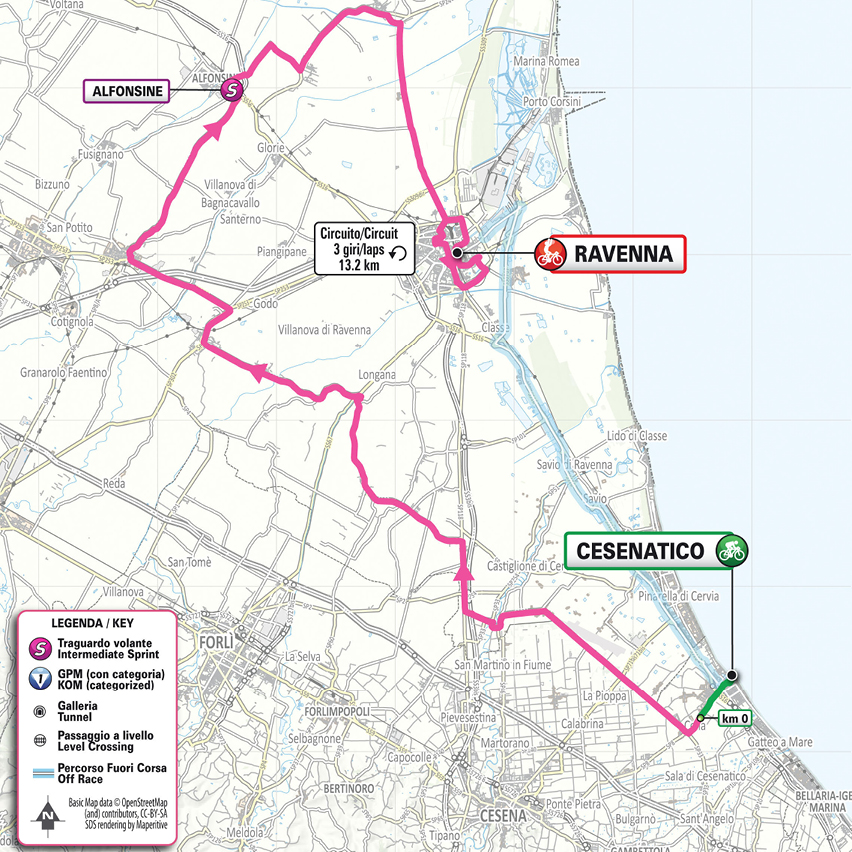 Planimetria/Map tappa 1 Giro d'Italia Women 2026